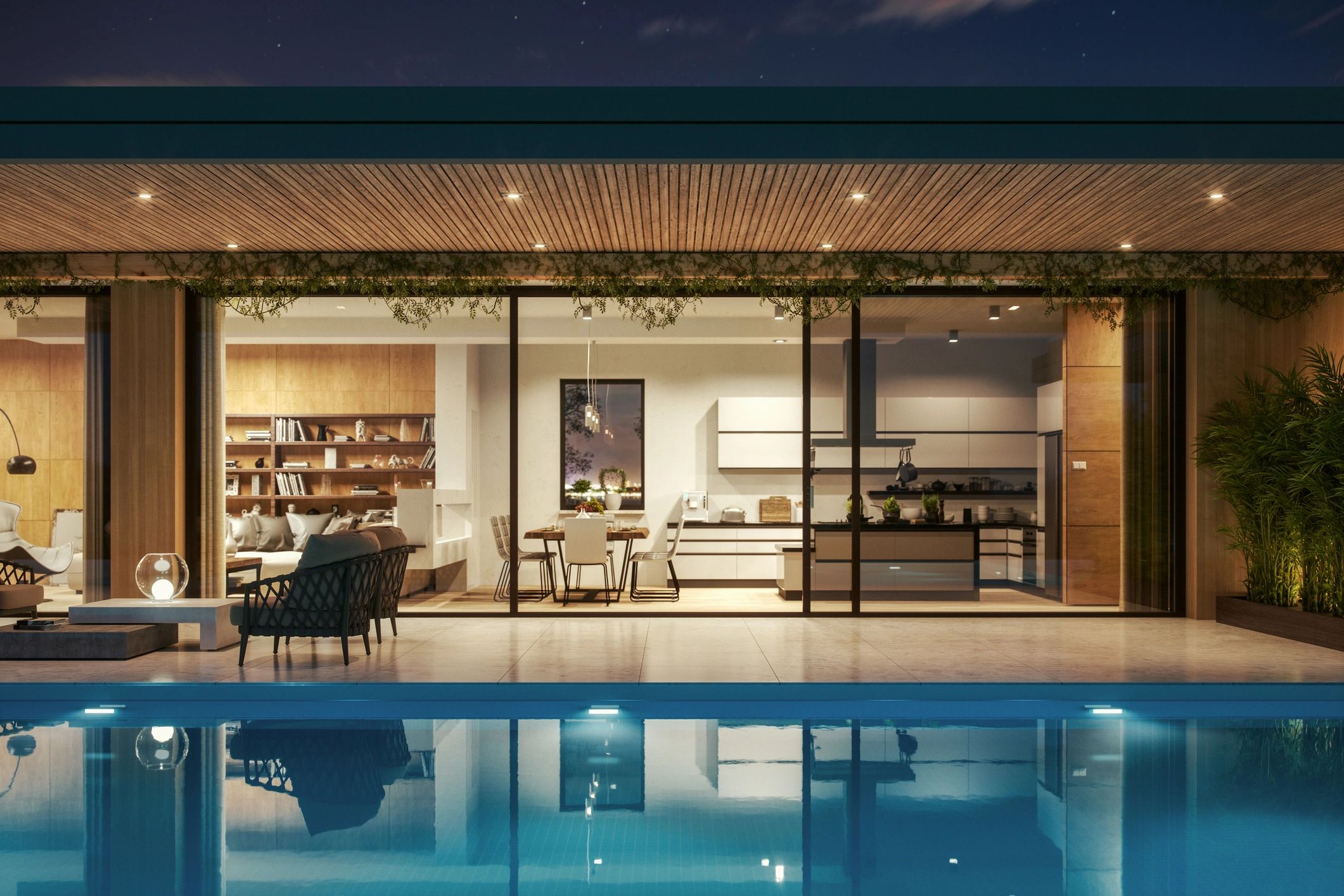 luxury home backyard pool